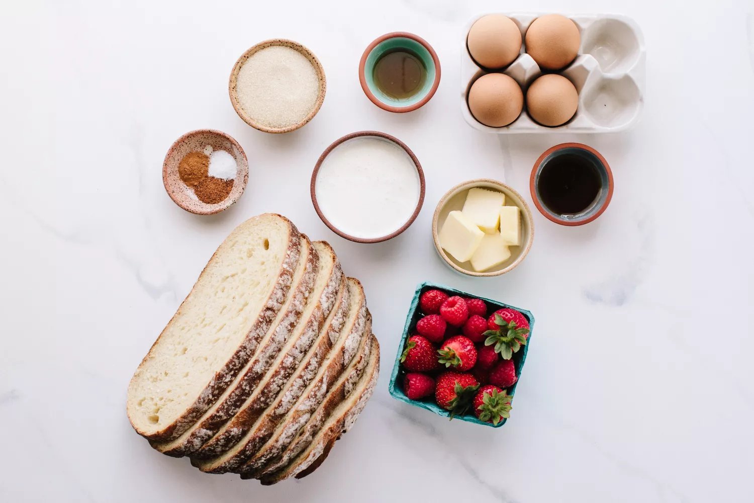 ingredientes para torrada francesa de fermentação natural
