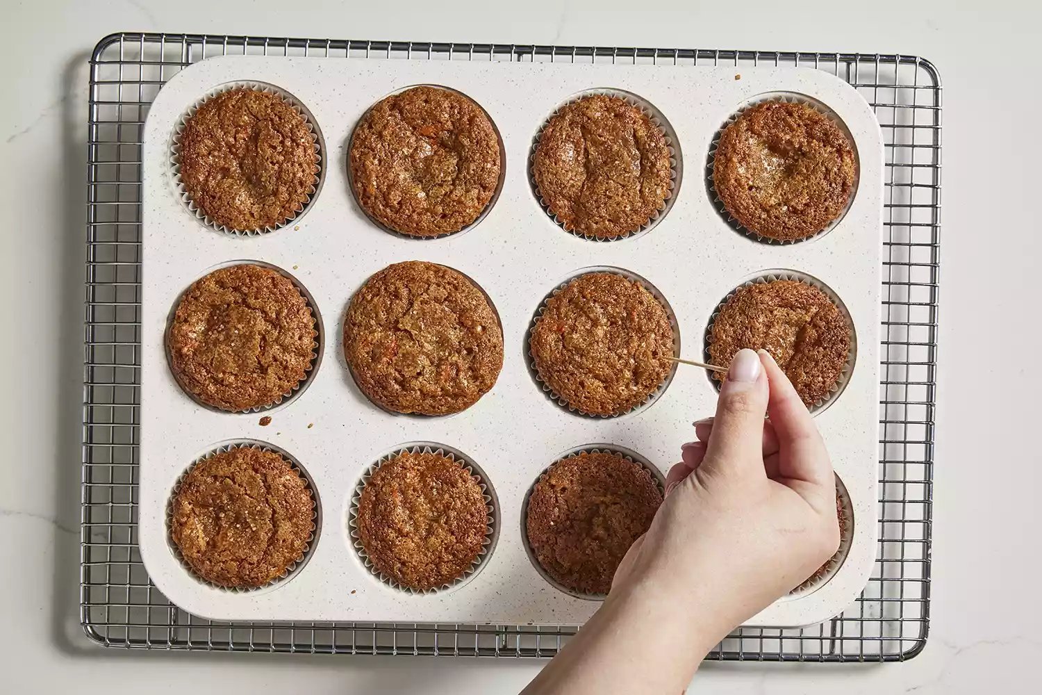 muffins testados com palito após assar