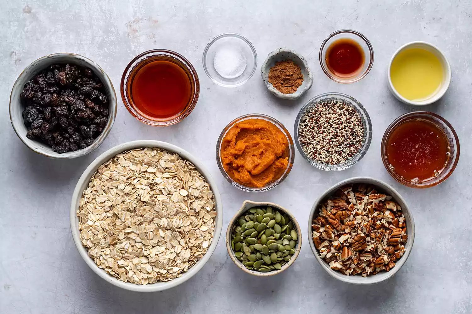 ingredientes para fazer granola de abóbora em grandes pedaços