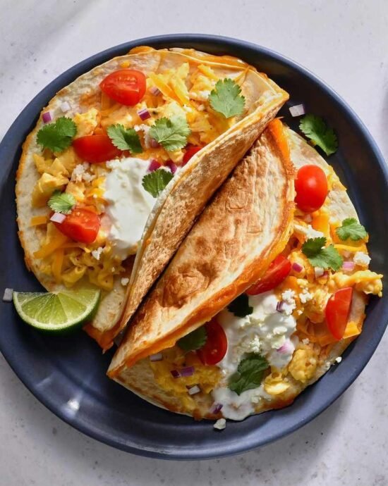 Tacos de desayuno con quesadilla