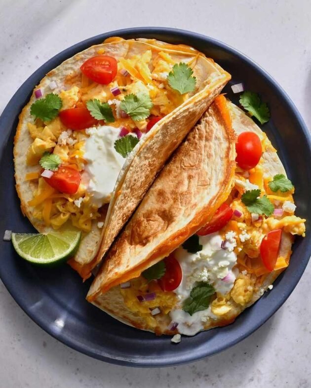 Tacos de desayuno con quesadilla