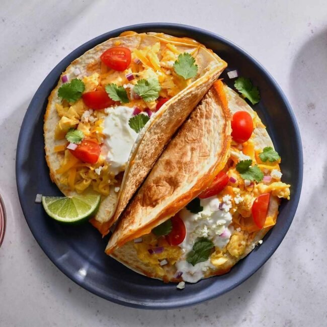Tacos de desayuno con quesadilla